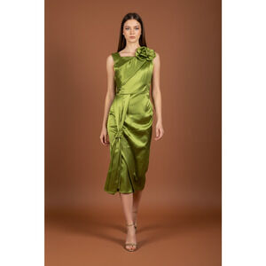 Woman's Green Satin Dress #4105